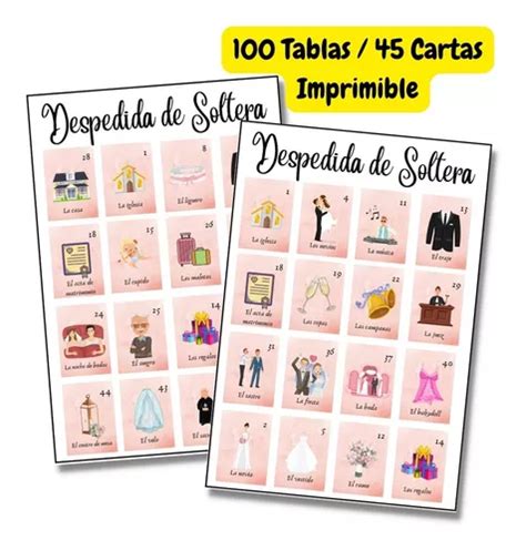 Juego Despedida De Soltera Loteria Imprimible 100 Tablas Pdf Meses