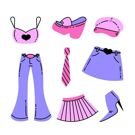 Y2k glamour girl clothing set 26781941 Vector Art at Vecteezy