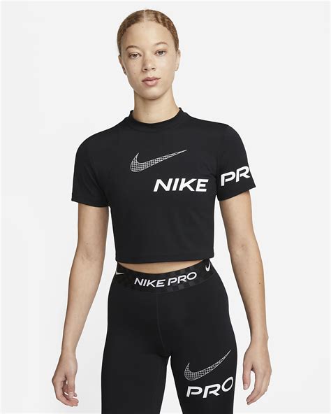 Nike Pro Dri Fit Womens Short Sleeve Cropped Graphic Training Top Nike Lu