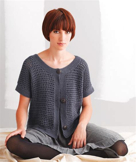 Short Sleeve Sweater With Ajour Pattern Free Pattern Knitting