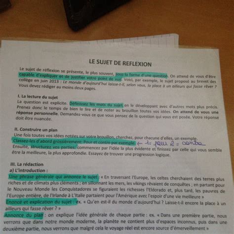 Brevet Exemple De Sujet De Reflexion