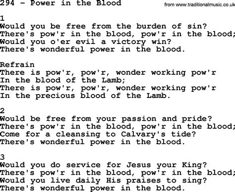 Adventist Hymnal Song 294 Power In The Blood With Lyrics PPT Midi