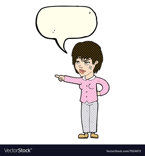 Cartoon Woman Pointing With Speech Bubble Vector Image