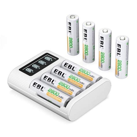 Ebl Universal Akkuladegerät Mit 4 Aa 2800mah Akku Für Aa Aaa Nimh Nicd Batterie Ladegerät