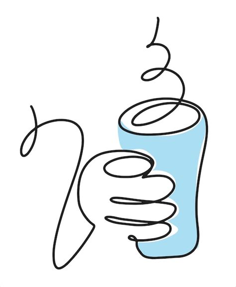 Premium Vector A Gloved Hand Holds A Glass Of Hot Drink Vector