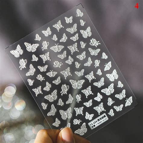 5D Nagel Sticker Spitze Schmetterling Blumen Geprägte Graviert Folie