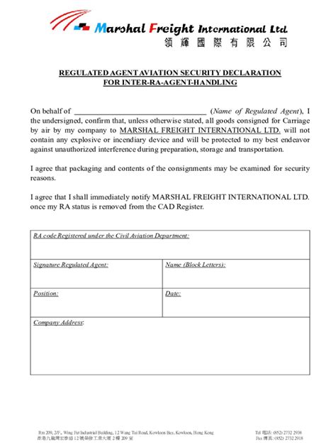 Fillable Online Form Of Undertaking For Inter RA AWB Handling Fax Email