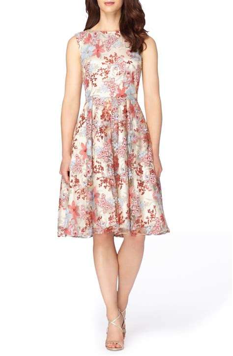 Tahari Embroidered Fit And Flare Dress Regular And Petite Nordstrom