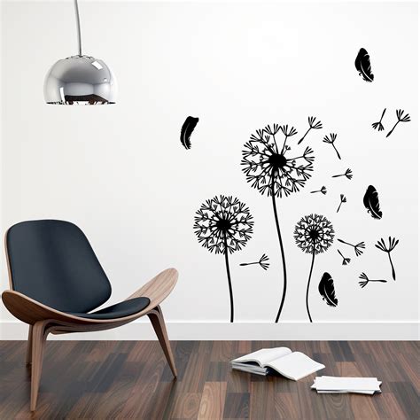 Sticker Fleurs Pissenlits Et Plumes Volantes Stickers Stickers Nature