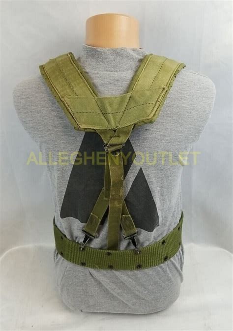 Usgi Military Large Army Web Pistol Belt And Army Y Suspenders Set Lbe