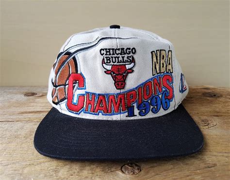 Vintage Chicago BULLS 1996 Champions Logo 7 Athletic Snapback Hat Two ...