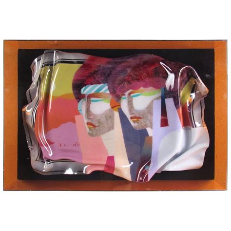 Modern Framed Fused Glass Wall Art by Higgins Studio, Signed, circa