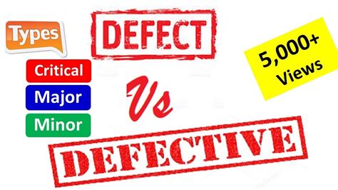 Defect Difference Between Defect Vs Defective Types Of Defect Critical Major Minor Youtube