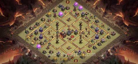 Best Anti 2 Stars War Base Th10 With Link Anti Air Dragon Town