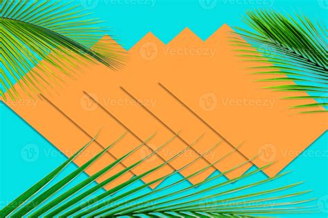 Green Palm Leaves Pattern For Nature Concept Tropical Leaf On Orange