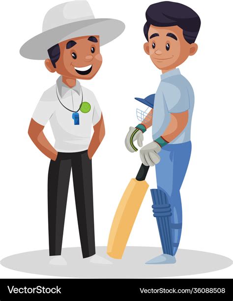 Cricket umpire cartoon Royalty Free Vector Image