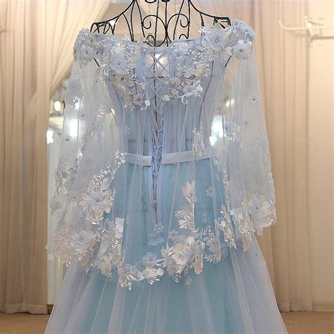 Light Blue Wedding Dresseslace Wedding Gownselegant Prom Dressball