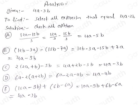 Solved Select All Expressions That Simplify T To 4a 3b 12a 15b3