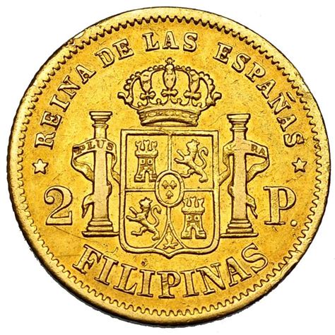 Espa A Isabel Ii Pesos Filipinas Manila Oro Lucernae