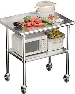 Nisorpa Commercial Kitchen Bench Stainless Steel Workbench With Caster