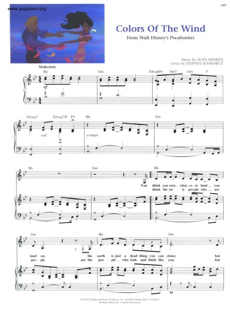 Vanessa Williams Pocahontas Colors Of The Wind Sheet Music Pdf