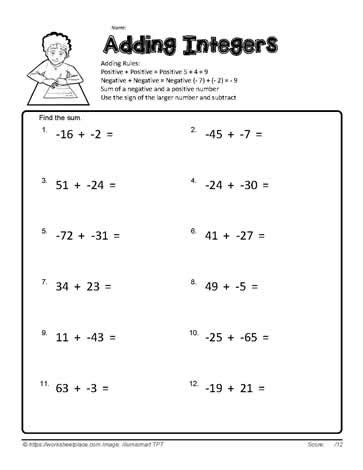 Adding Integers-4 Worksheets