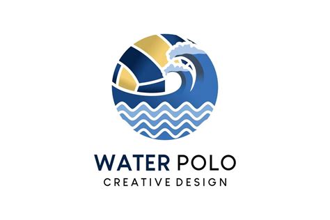 Water Polo Logo Design Ball Vector Illustration Combined With Wave