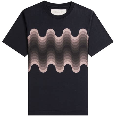 Dries Van Noten Verner Panton Wave Design T Shirt Navy