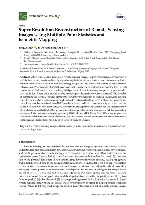 Pdf Super Resolution Reconstruction Of Remote Sensing Images Using