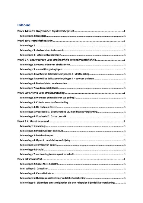 Aantekeningen Hoorcollege Strafrecht Inhoud Week 1A Intro Strafrecht