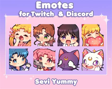 Sailor Moon Emotes Twitch Discord Etsy