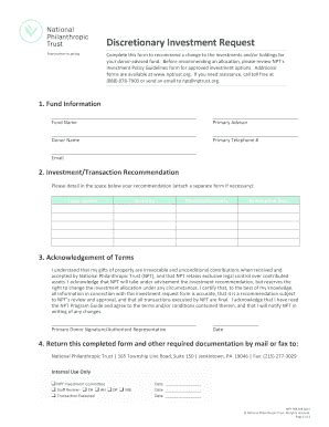 Fillable Online Nptrust Discretionary Investment Request Nptrust Fax