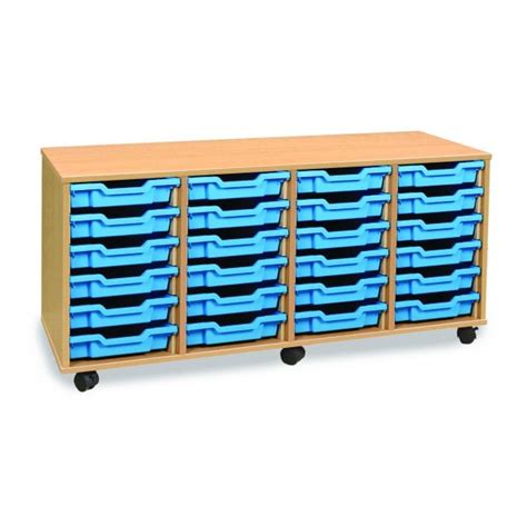 Shallow Tray Storage Unit With 24 Trays Classroom Storage From