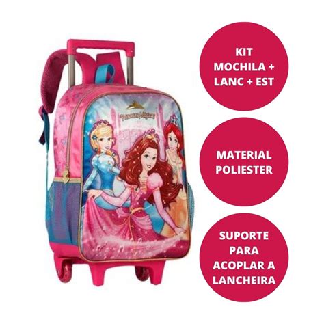 Kit Mochila Lancheira Estojo Princesas Art Pel