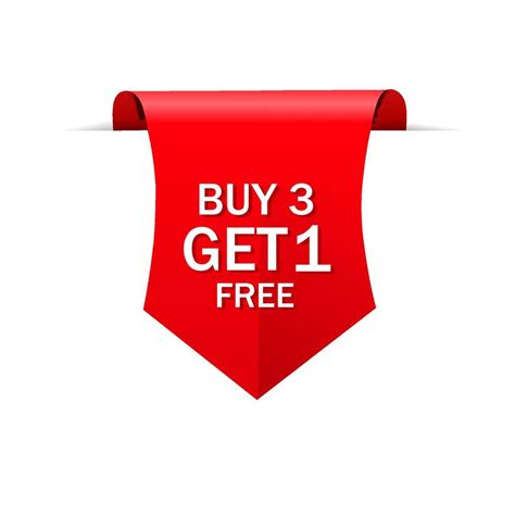 Buy 3 Get 1 Free Sale Banner Red Badge Sticker Icon Special Offer