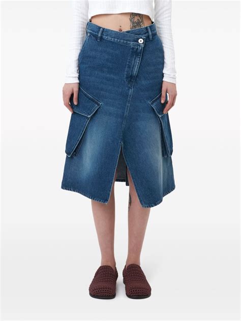 JW Anderson Cargo Denim Midi Skirt Blue FARFETCH