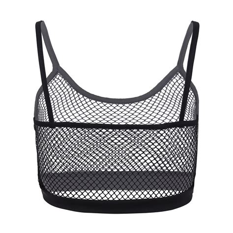 Women Mesh See Through Bra Tops Sheer Fishnet Bralette Lingerie Tank Crop Top Ebay