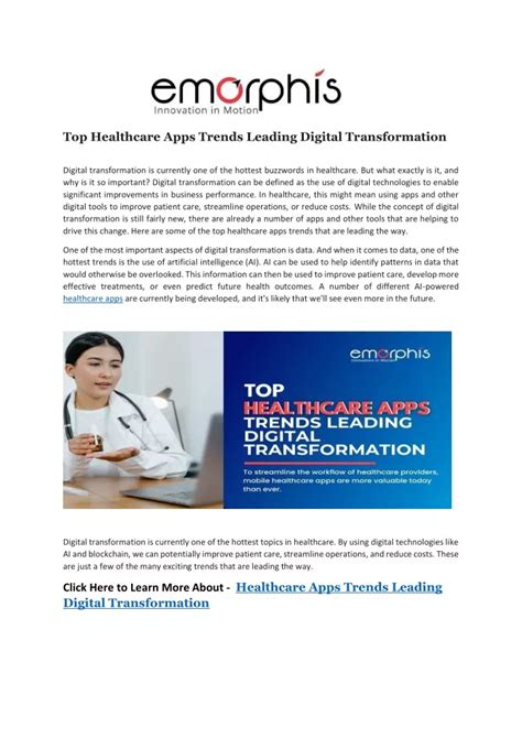 Ppt Top Healthcare Apps Trends Leading Digital Transformation