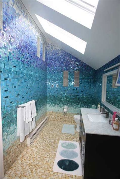 40 blue glass mosaic bathroom tiles tile ideas and pictures