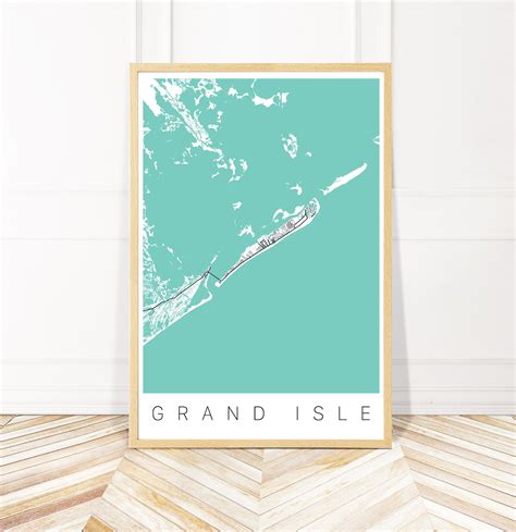 Grand Isle Map Art Print Map of Grand Isle Louisiana City - Etsy