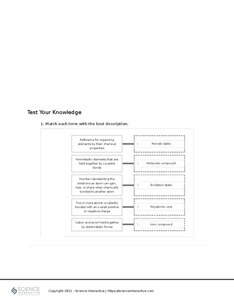 Naming Ionic and Molecular Compounds - Match each term with the best