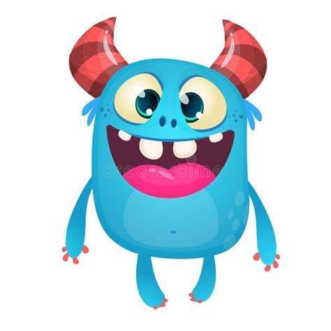 Cartoon Pleased Funny Monster Dancing Halloween Vector Illustration Of