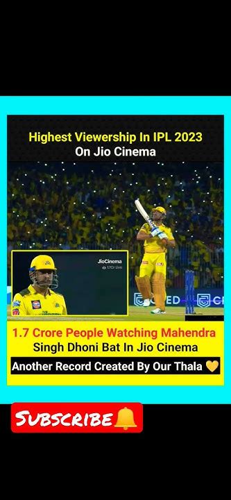 Highest Viewership In Ipl 2023 On Jio Cinema Ipl Csk India Youtube