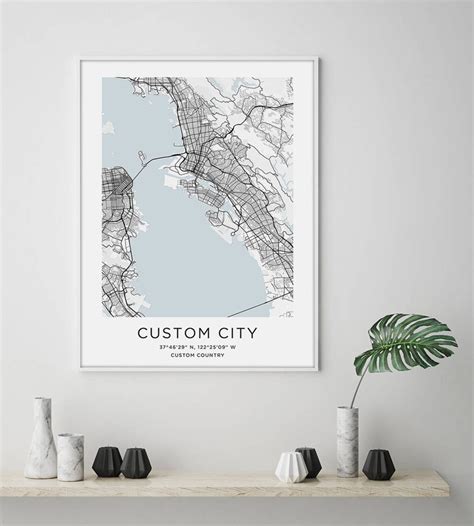 Hometown Street Map Poster Custom City Map Art Print and Frame - Etsy