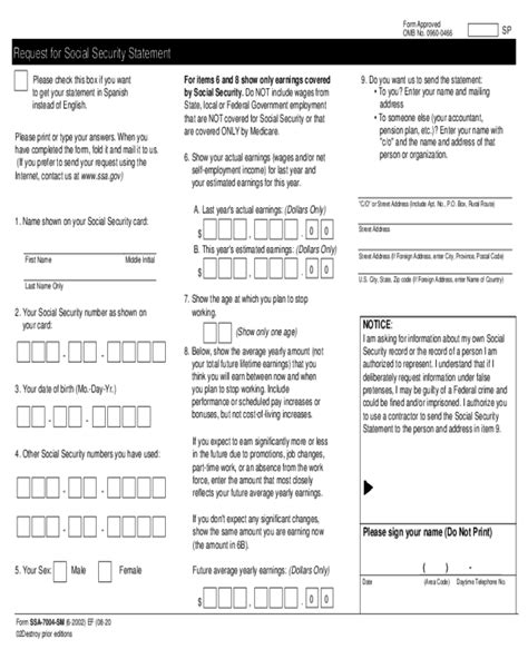 2024 Social Security Statement Form Fillable Printable Pdf And Forms