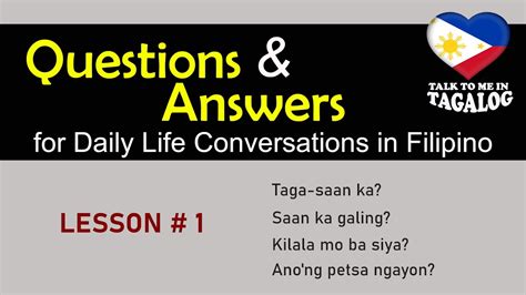 Question And Answer For Daily Life Conversations In Filipino English