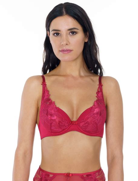 Flamenco Red Sexy Luxury Push Up Bra With Embroidered Lace Lauma Lingerie