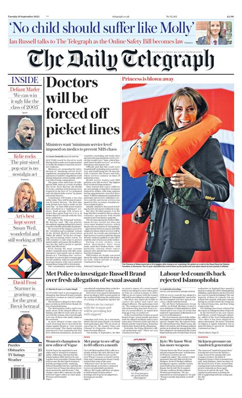 Daily Telegraph Front Page Th Of September Tomorrow S Papers