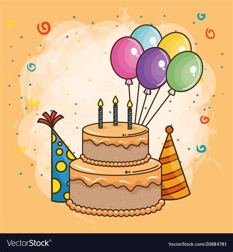 Happy Birthday Card With Sweet Cake Royalty Free Vector