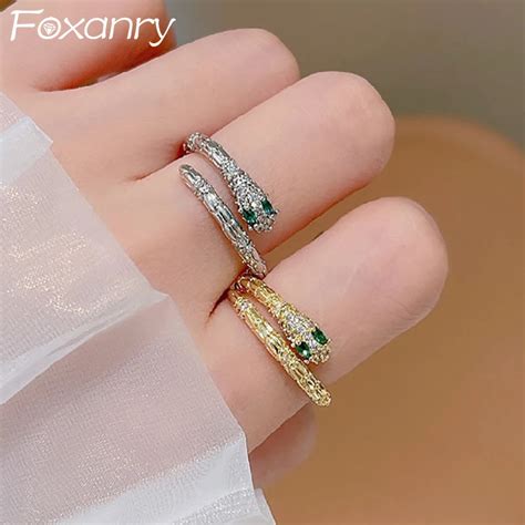 FOXANRY Anillos De Compromiso De Color Plateado Para Mujer Joyer A De